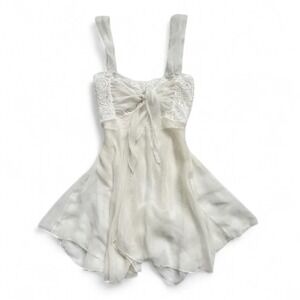 Vintage Victoria's Secret Chiffon Lace Babydoll Nightgown 80s Gold‎ Label S